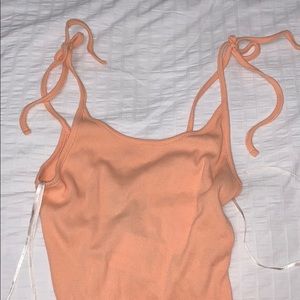Peach tie strap bodysuit